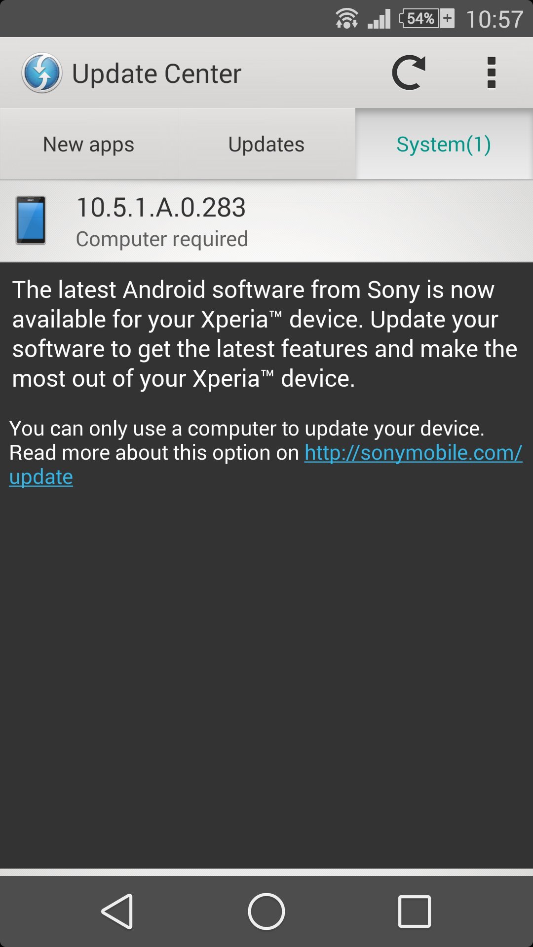 Xperia Z 10.5.1.A.0.283 OTA update