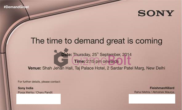 Xperia Z3 launch event on 25 Sept in India