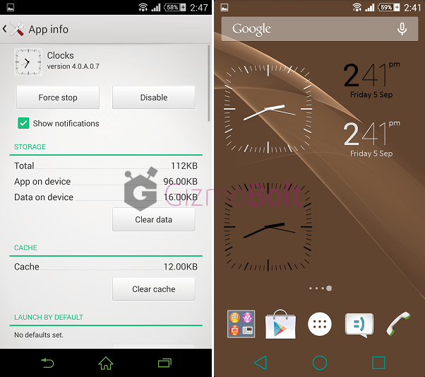 Xperia Z3 Clock app 4.0.A.0.7 version