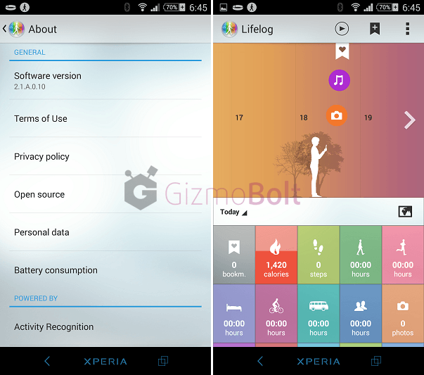 Lifelog app and Sony SWR10 app