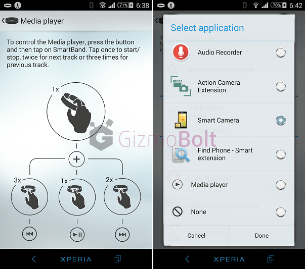 Access Media apps from Sony SmartBand SWR10