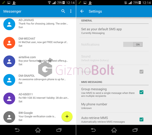 Google Messenger app from Android 5.0 Lollipop