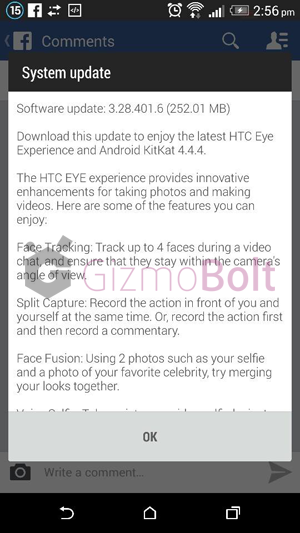 HTC One M8 Android 4.4.4 3.28.401.6 update