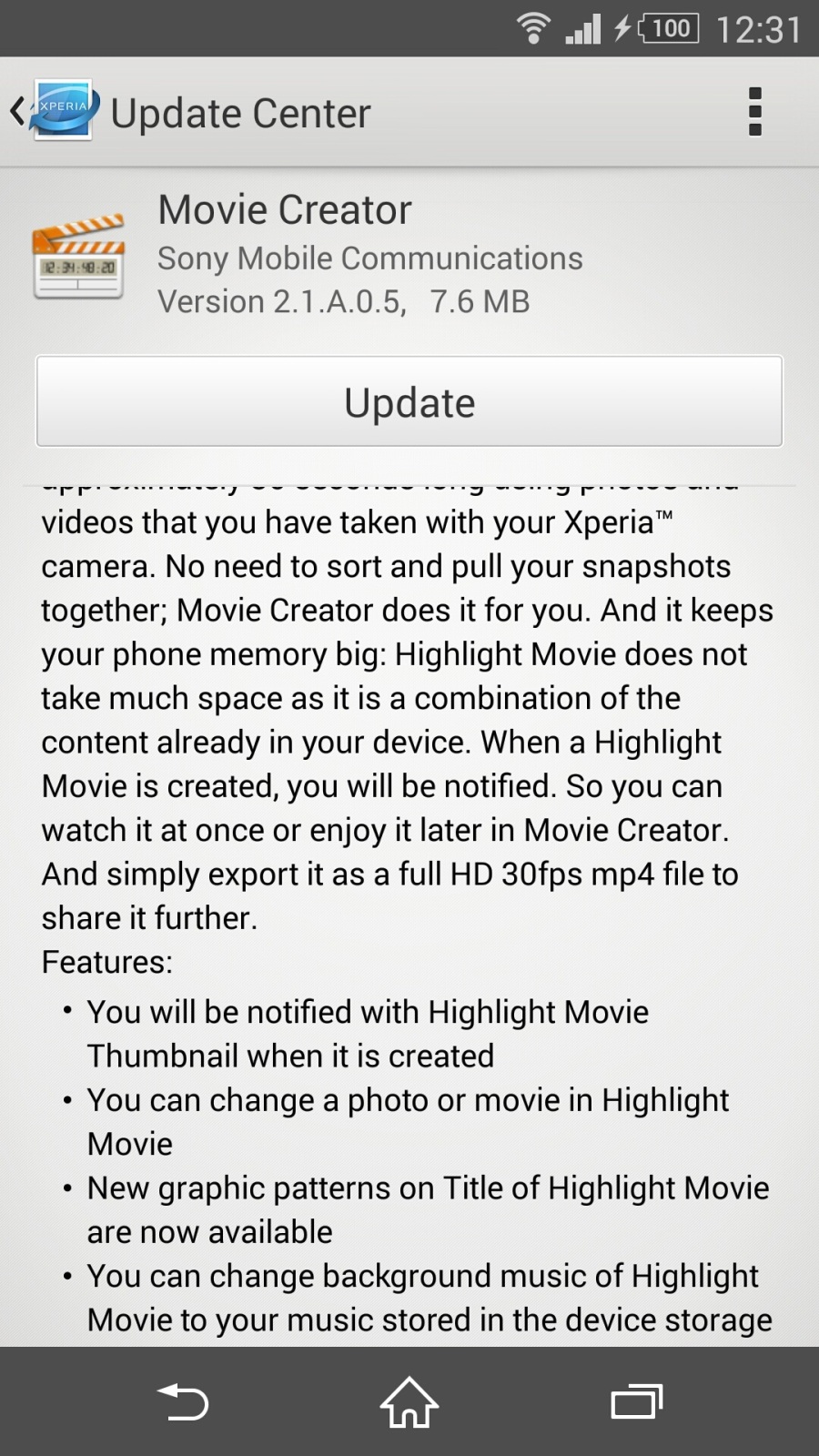 Sony Movie Creator 2.1.A.0.5 app