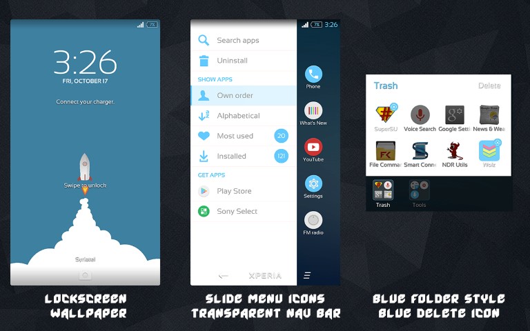 Install Pure Xperia Blue Flat Theme