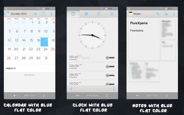 Pure Xperia Blue Flat Theme for non rooted device