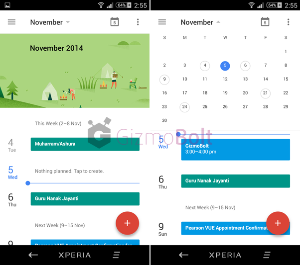 Google 5.0 Calendar