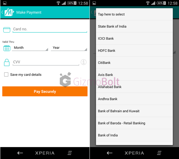 Mobikwik Net Banking option