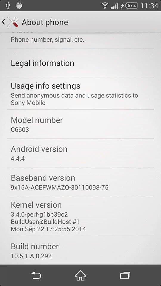 Xperia Z 10.5.1.A.0.292 firmware update