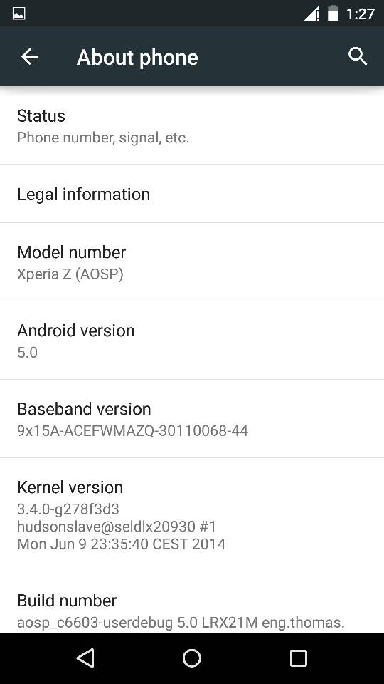 Xperia Z Android 5.0 Lollipop AOSP ROM