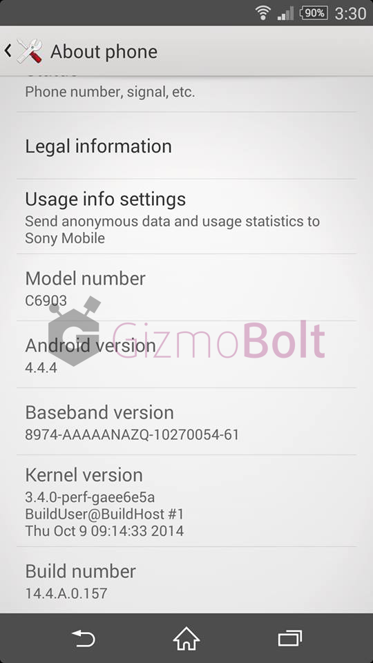 Xperia Z1 14.4.A.0.157 firmware update