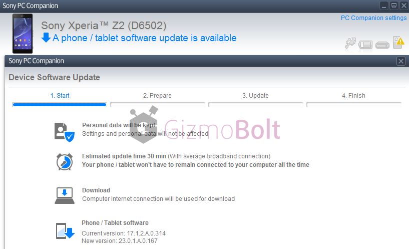 Xperia Z2 Android 4.4.4 23.0.1.A.0.167 firmware PC India