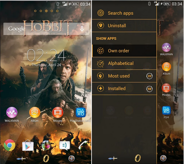 Xperia The Hobbit Theme apk