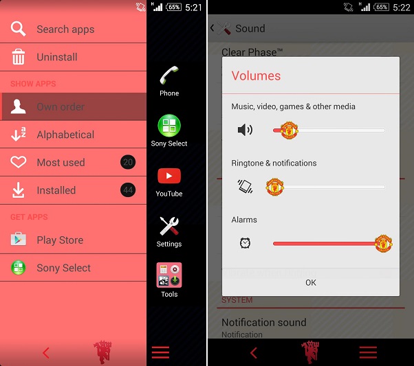 Download Manchester United Xperia Theme