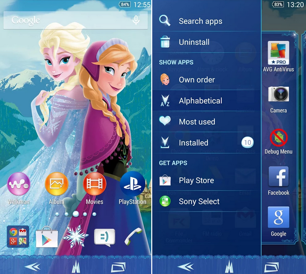 Download Xperia Frozen Elsa&Anna Theme