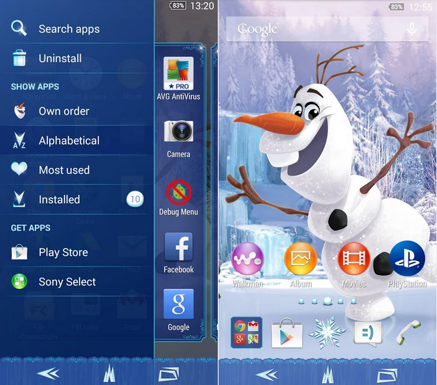 Download Xperia Frozen Oalf Theme apk