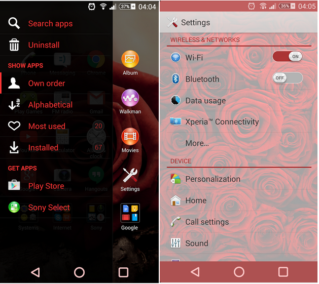 Download Xperia Rose Theme