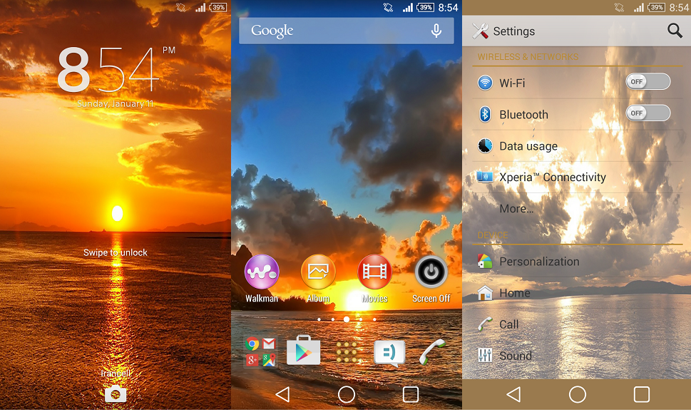 Download Xperia Sunset theme for non rooted devices