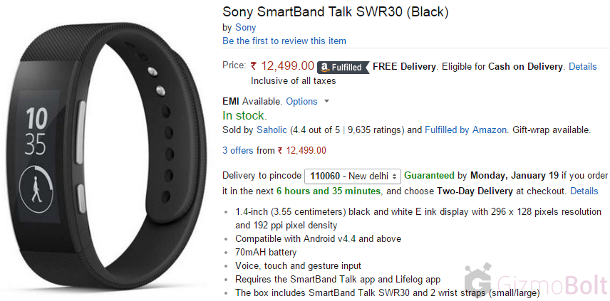 SmartBand Talk SWR30 Priced at Rs 12600 in India