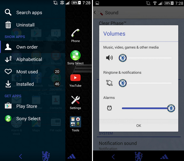 Download Xperia Chelsea FC Theme