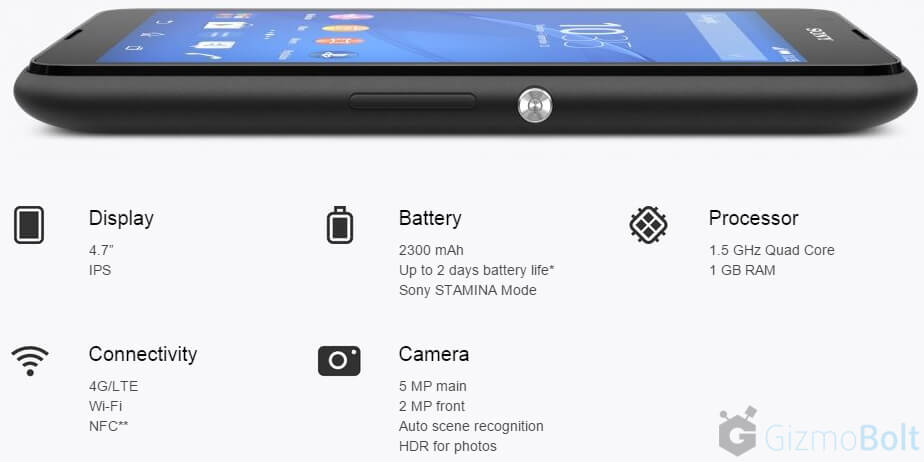 Xperia E4g Specifications Features