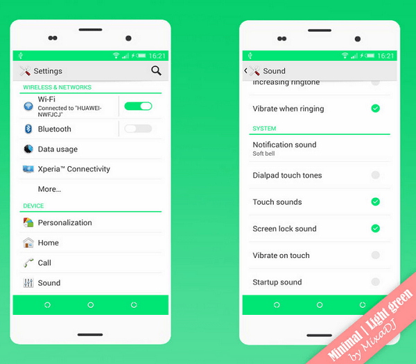 Download Xperia Minimal Light Green Theme