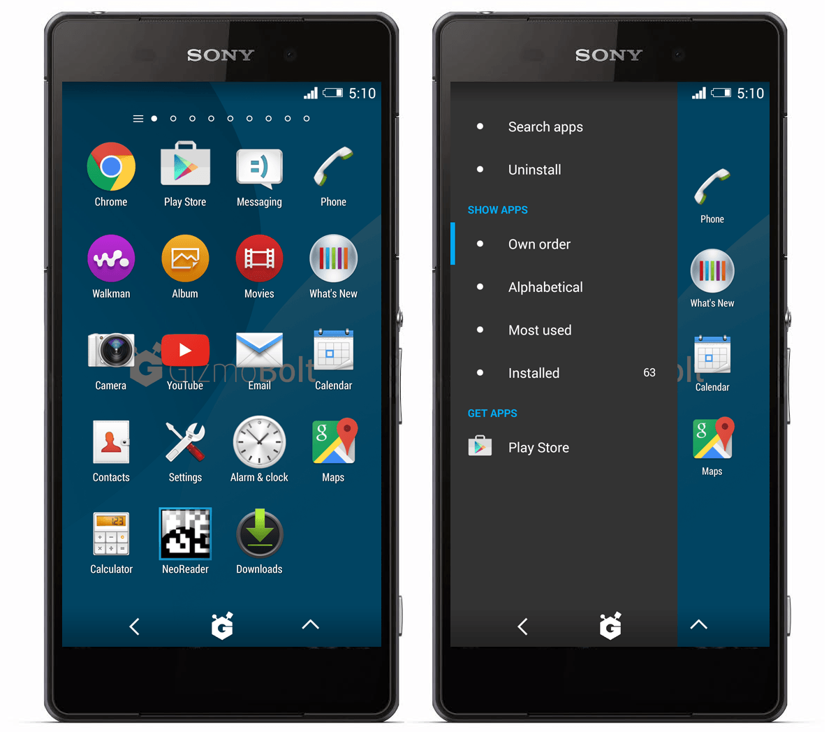 Xperia Minimal GizmoBolt Blue UI