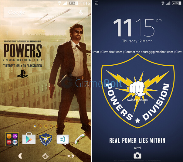 Xperia Powers theme homescreen