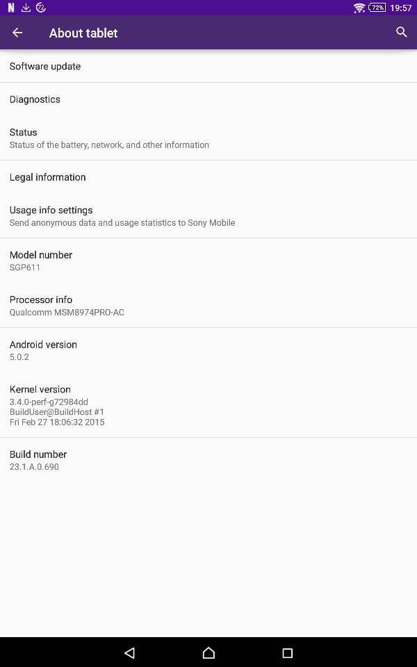 Xperia Z3 Tablet Android 5.0.2 Update