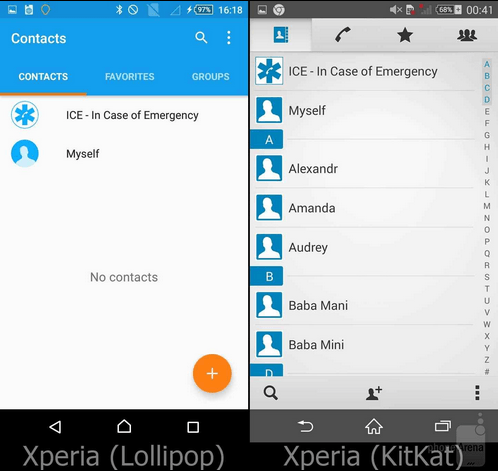 Xperia Lollipop Dialer app UI