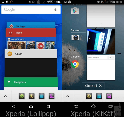 Xperia Lollipop Recent Apps UI