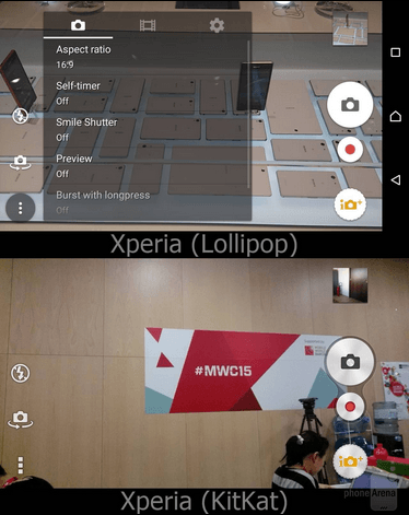 Xperia Lollipop Camera app UI