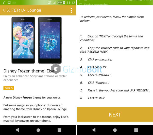 Download Xperia Lounge "Gold" app