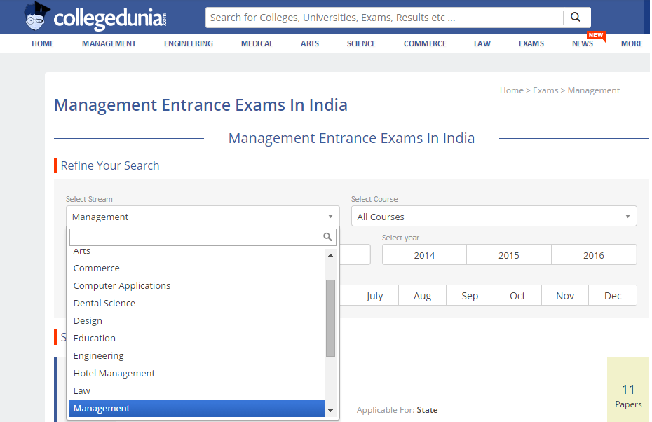 CollegeDunia Managment entrance exams