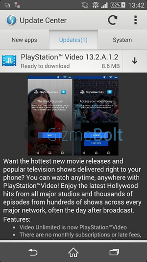Sony PlayStation Video app
