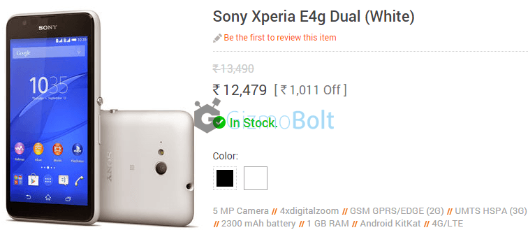 Xperia E4g Dual buy from Infibeam at Rs 12479