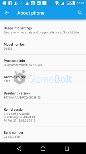 Xperia Z2 Lollipop update INDIA