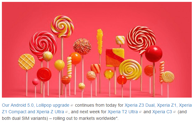 Xperia T2 Ultra & Xperia C3 Lollipop next week