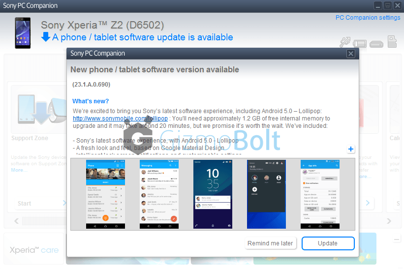 Xperia Z2 D6502 23.1.A.0.690 firmware update in India