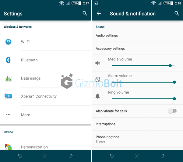 Xperia Lollipop Concentric Blue Theme with soft keys