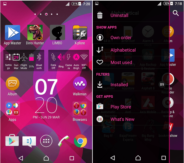 Xperia Lollipop Pattern Pink Theme