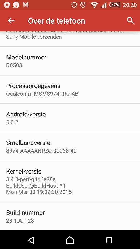 Xperia Z2 23.1.A.1.28 firmware  screenshot