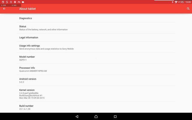 Xperia Z2 Tablet 23.1.A.1.28 firmware