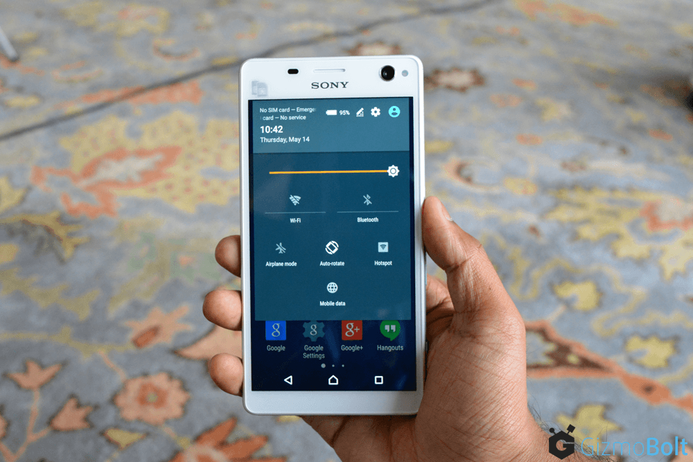 Xperia C4 Quick Settings Window - Lollipop Firmware