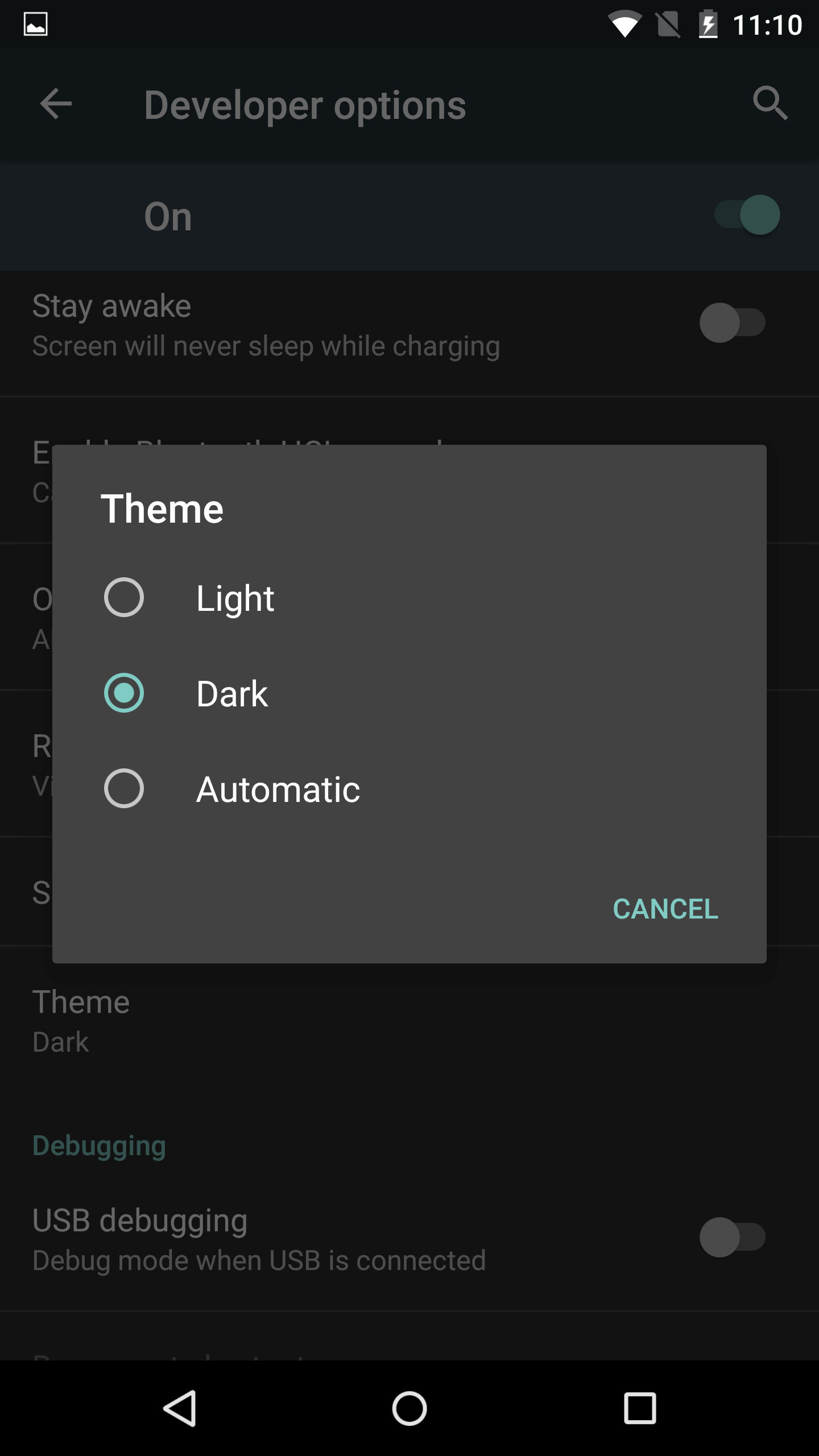 Android M Dark Theme System UI