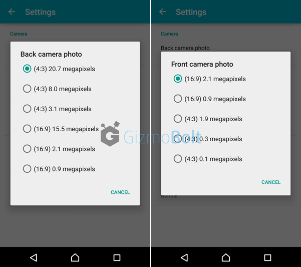 Android M Camera app settings