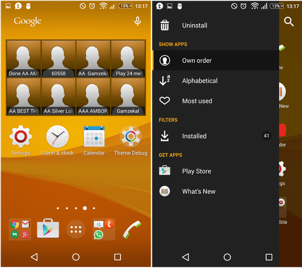 Xpera Z3 Plus Orange theme