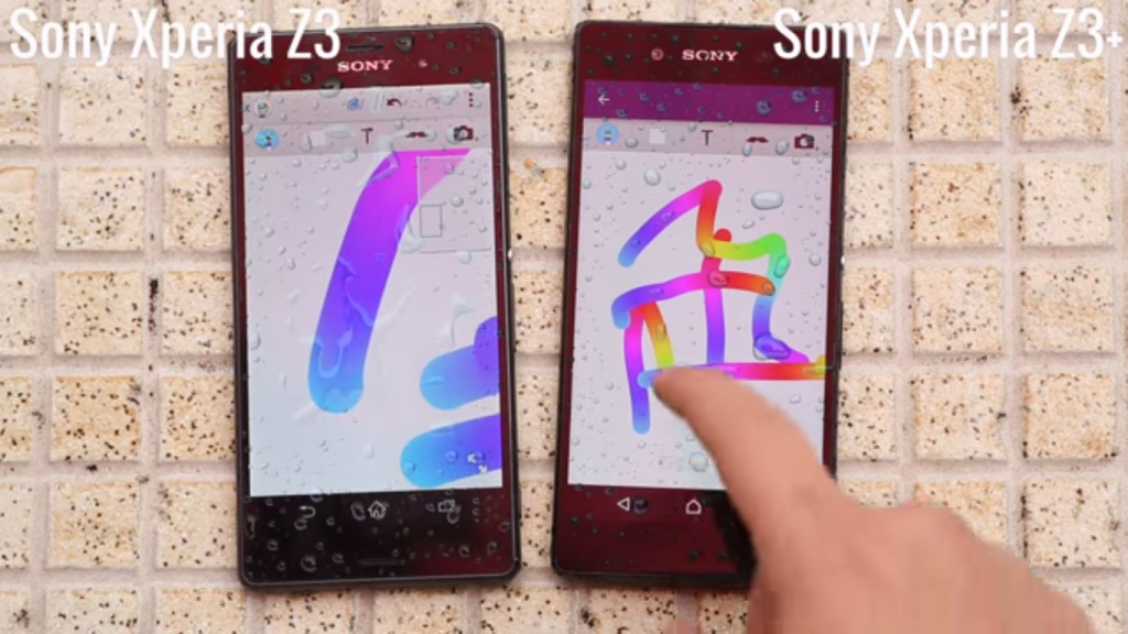 Xperia Z3+ vs Xperia Z3 Wet Touchscreen Test