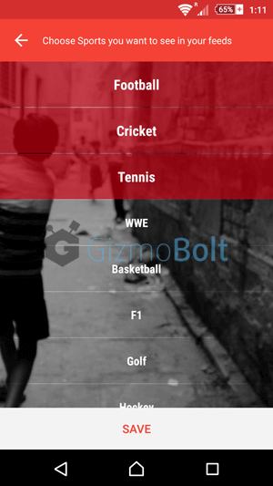 Sports Catalogue of Sportskeeda app