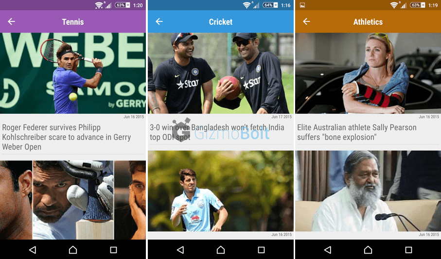 Sportskeeda app material design UI